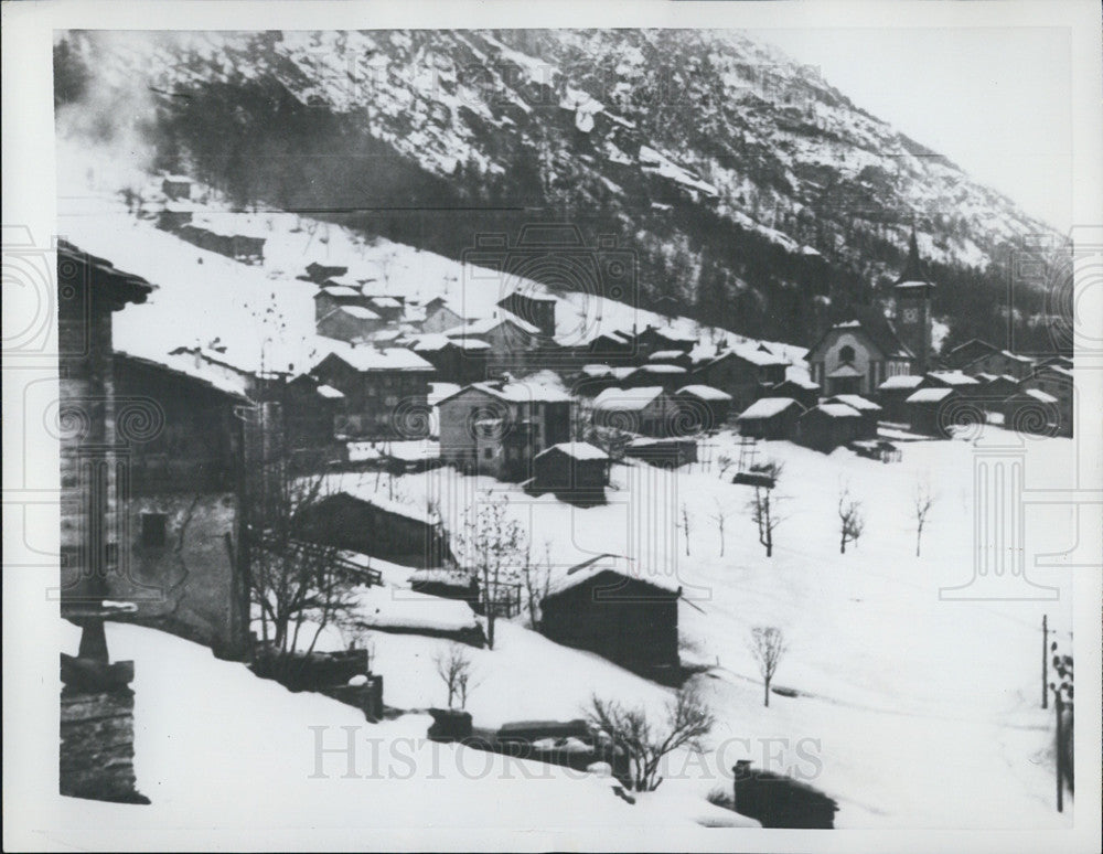 1959 Press Photo Village Herbriggen Landslide Snow Ice Mountain Evacuation - Historic Images