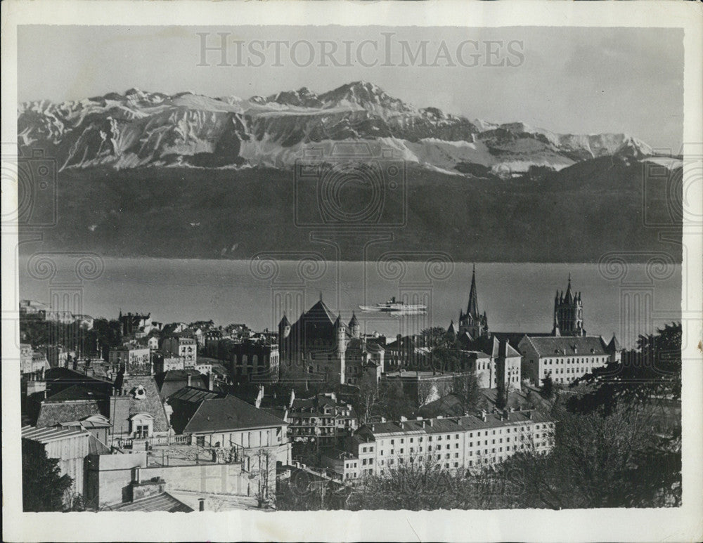 1932 Press Photo Lausanne Switzerland Lake Geneva Swiss Resort Mountain Scene - Historic Images