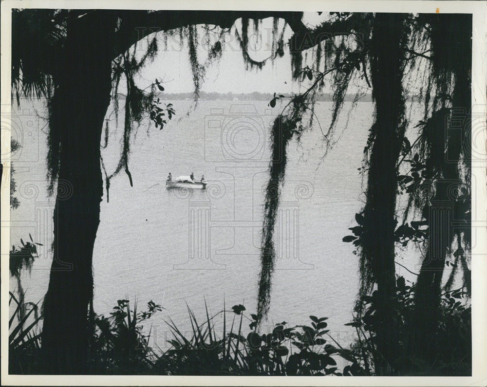 1971 Press Photo People Boating St Petersburg Waters Through Trees - Historic Images