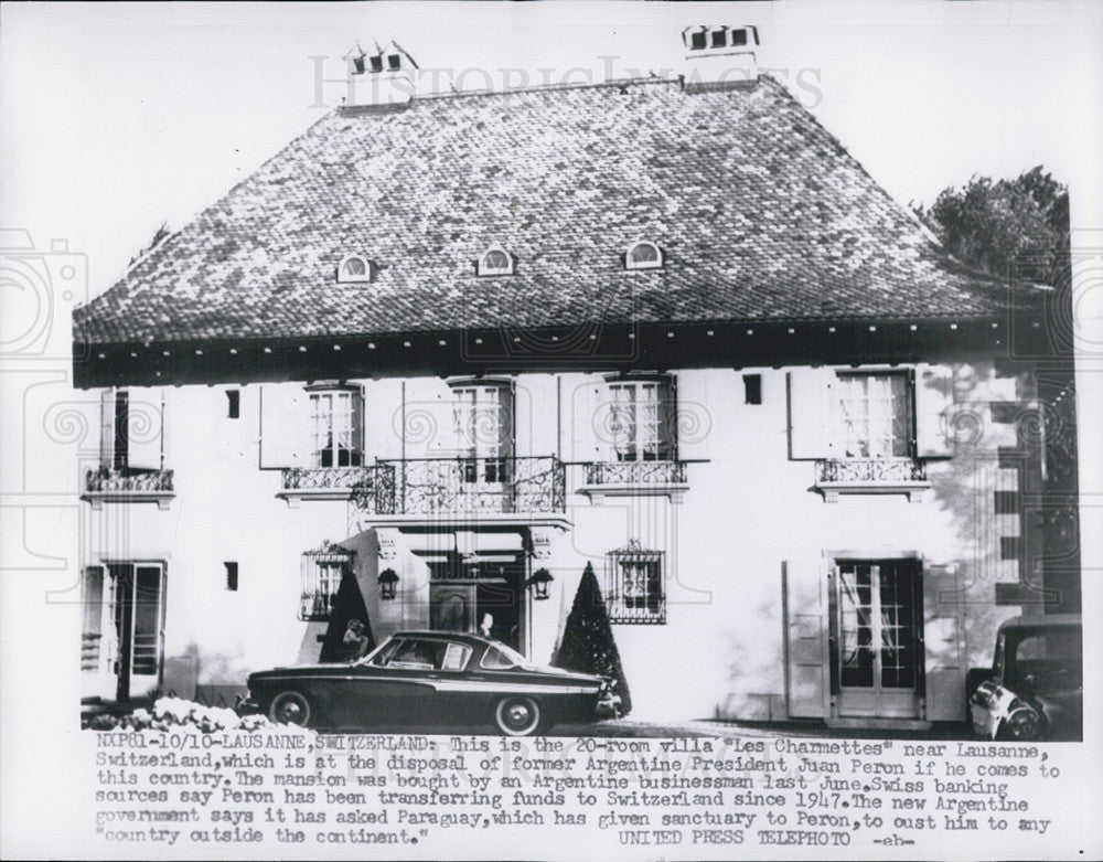 1955 Press Photo 20 room mansion for Argentine former president Juan Peron - Historic Images