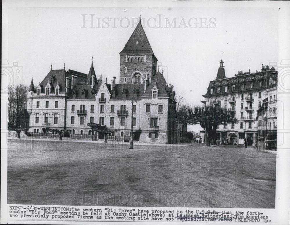 1955 Press Photo The Ouchy Castle at Lausanne Switzerland - Historic Images