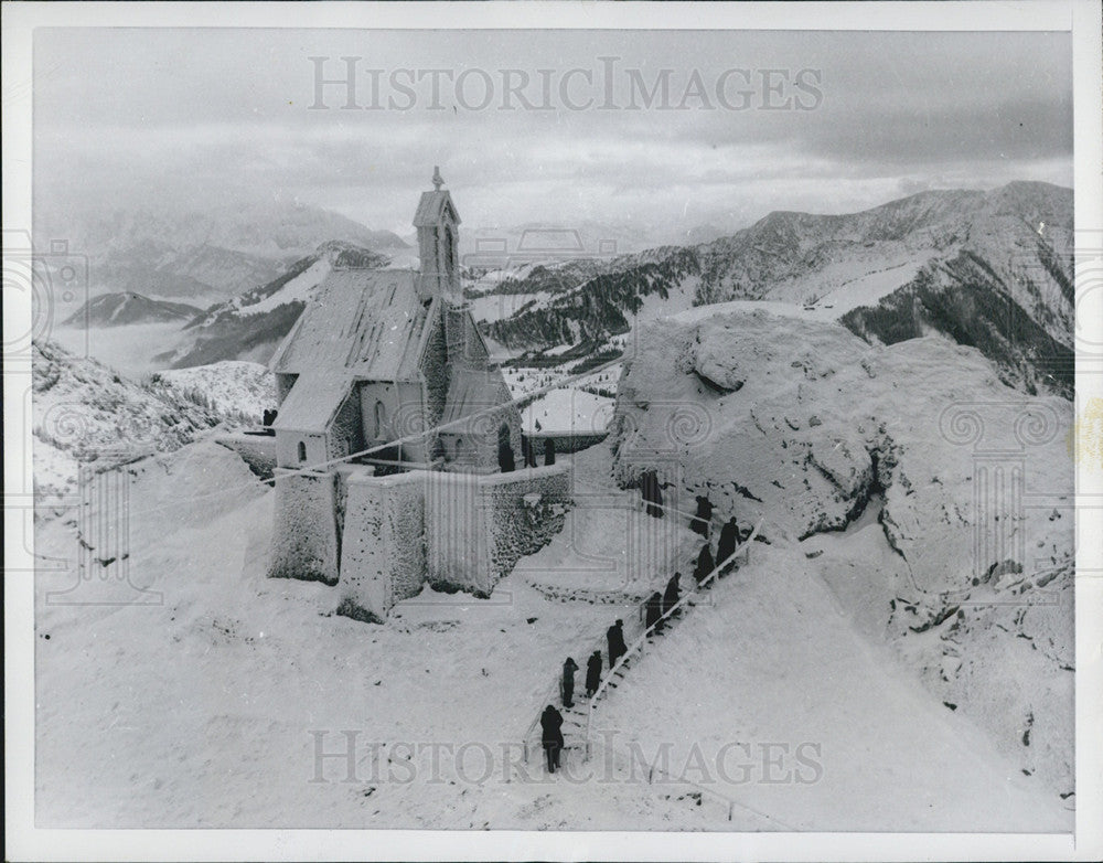 1954 Press Photo Germany&#39;s Highest-Located Chapel On Wendelstein Mountain - Historic Images