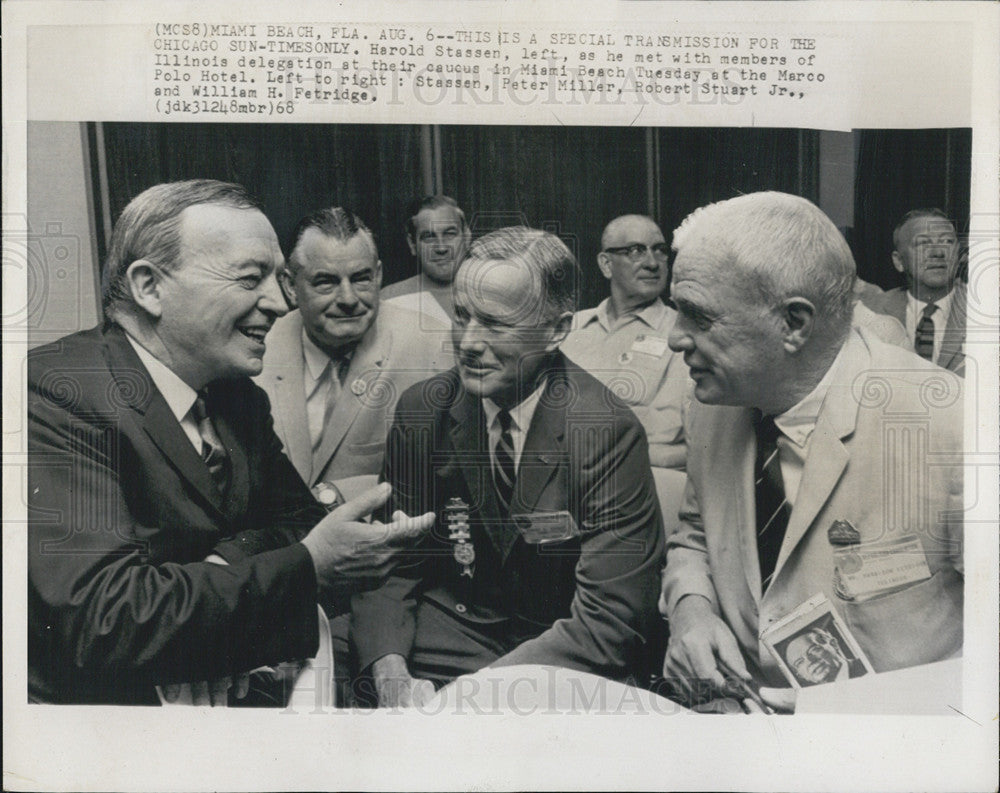 1968 Press Photo Members Of The Illinois Delegation At Their Caucus, Miami Beach - Historic Images