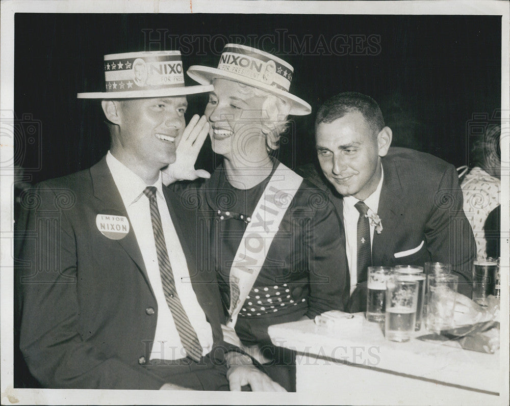 1960 Press Photo George Fager &amp; Mrs. Helen Lyon and husband Ronald at convention - Historic Images