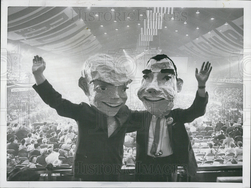 1960 Press Photo Masks representing Pres. Eisenhower &amp; Nixon - Historic Images