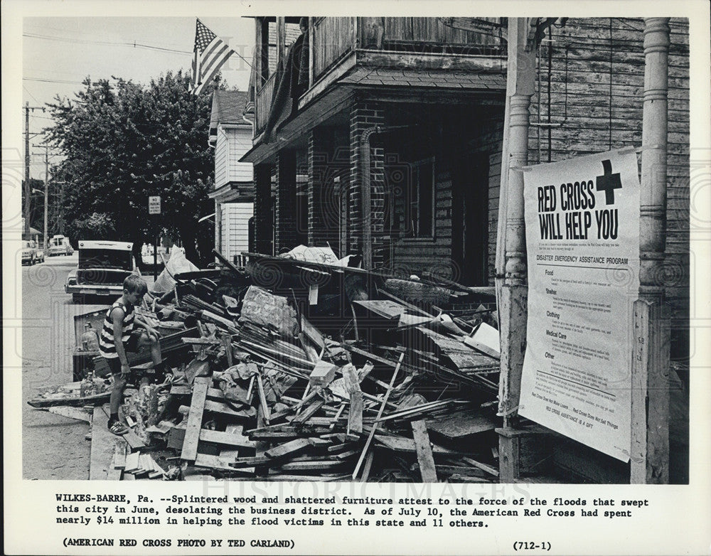 1972 Press Photo Hurricane Agnes Wreckage Business District Wilkes-Barre - Historic Images