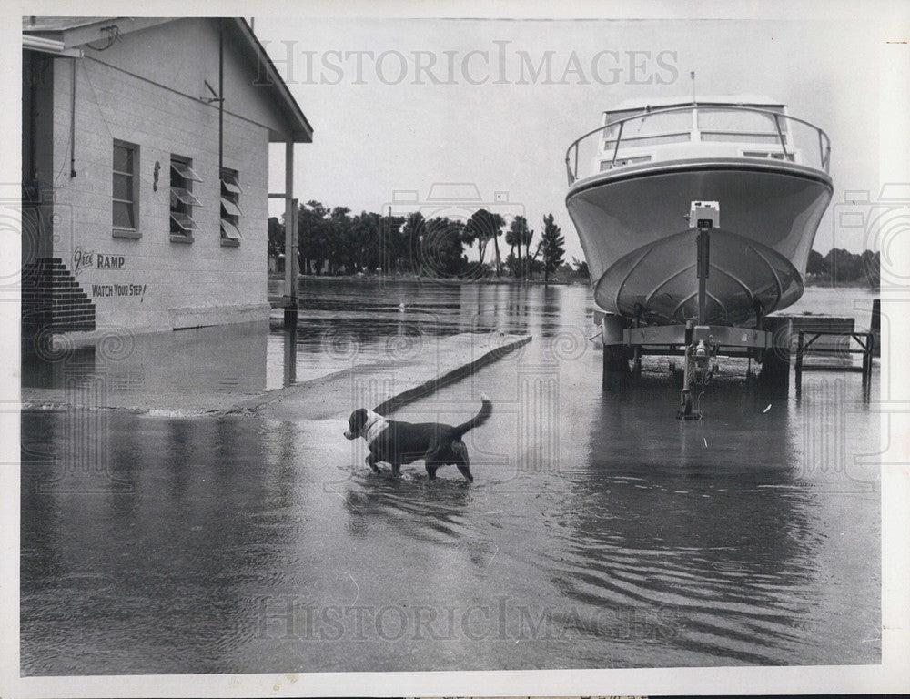 1970 Press Photo Hurricane Becky Causes Pithlachascotee River Flooding - Historic Images