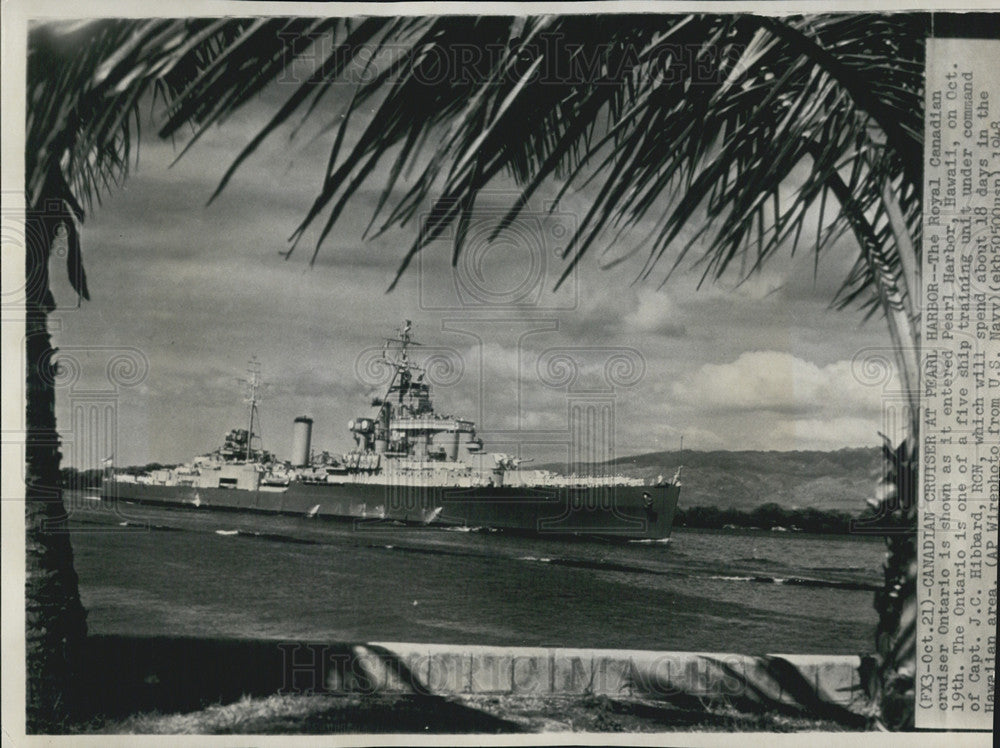 1948 Press Photo The Royal Canadian Cruiser at Pearl Harbor - Historic Images