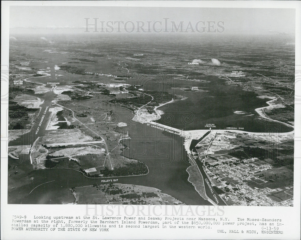 1959 Press Photo View of the St.Lawrence Power &amp; Seaway Projects near Massena, - Historic Images