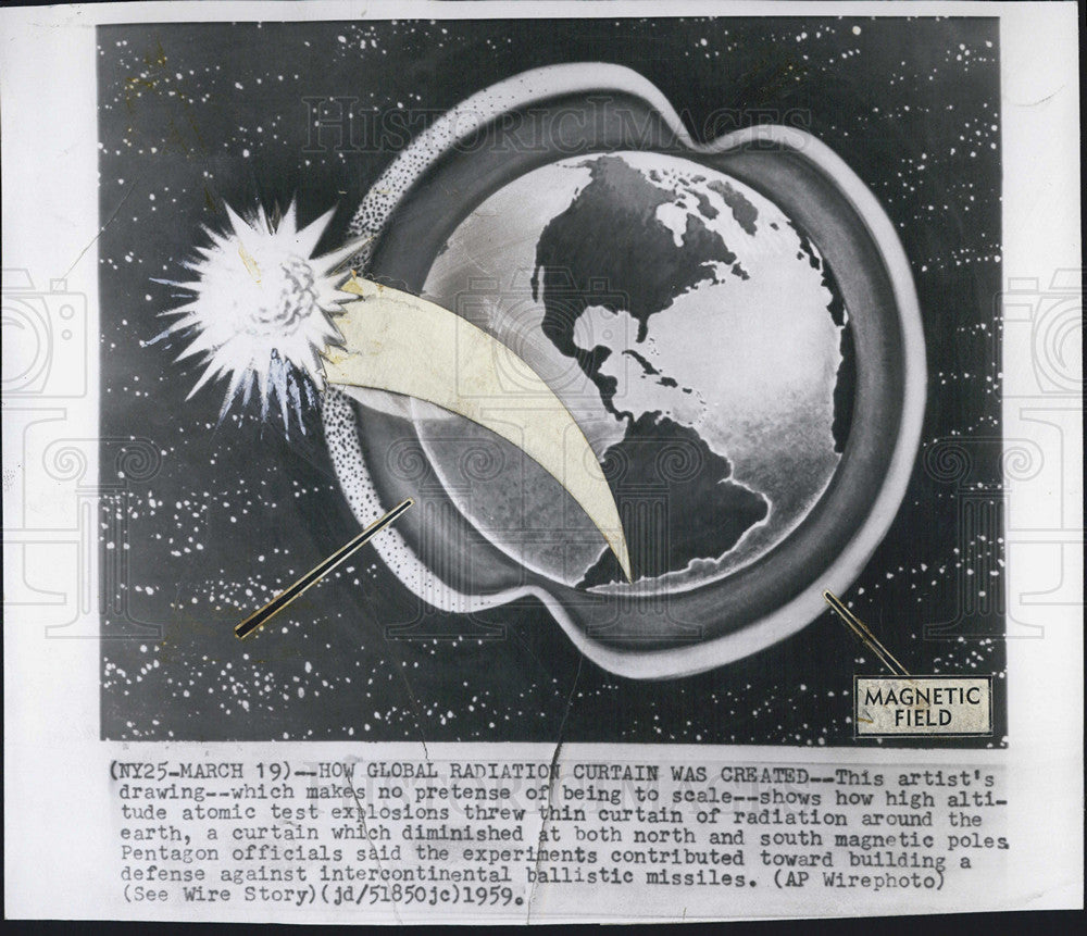 1969 Press Photo A drawaing on how global radiation curtain was created - Historic Images