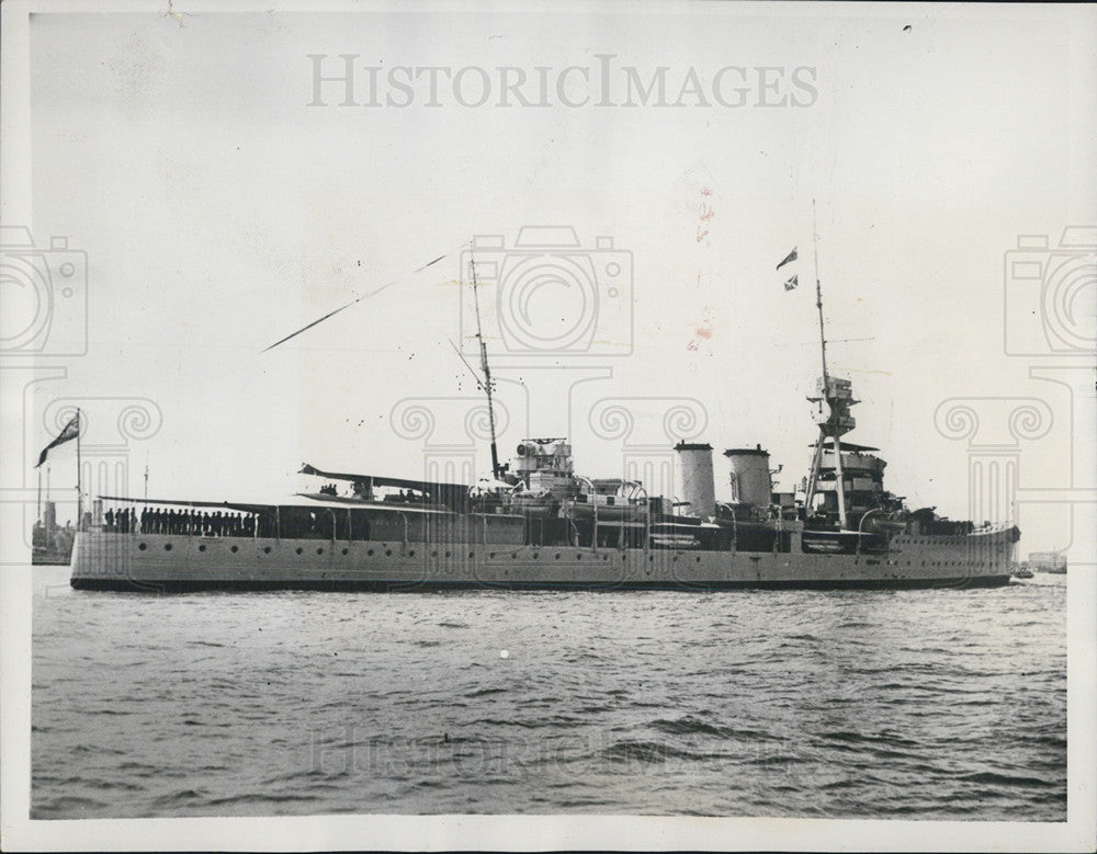 1939 Press Photo The British Cruiser Despatch at sea in the Caribbean - Historic Images