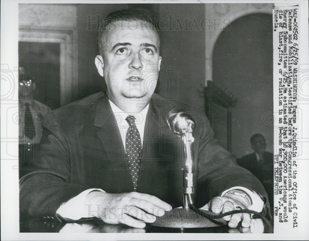 1959 Press Photo Eugene J. Quindlin of Office of Civil Defense &amp; Mobilization - Historic Images