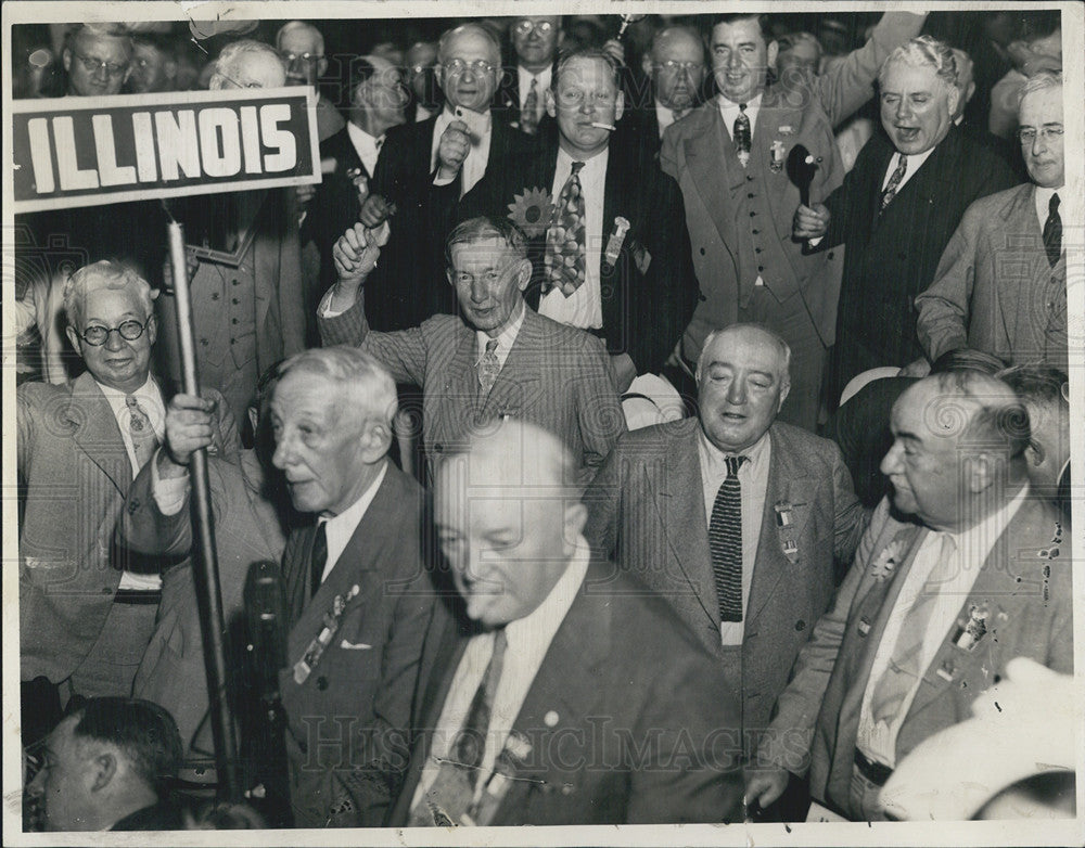 1936 Press Photo Illinois Delegates Demonstration for Landon - Historic Images