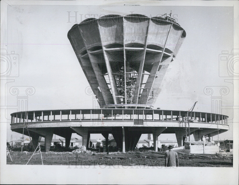 1957 Press Photo Roundabout Building Under Construction In Caen, France - Historic Images