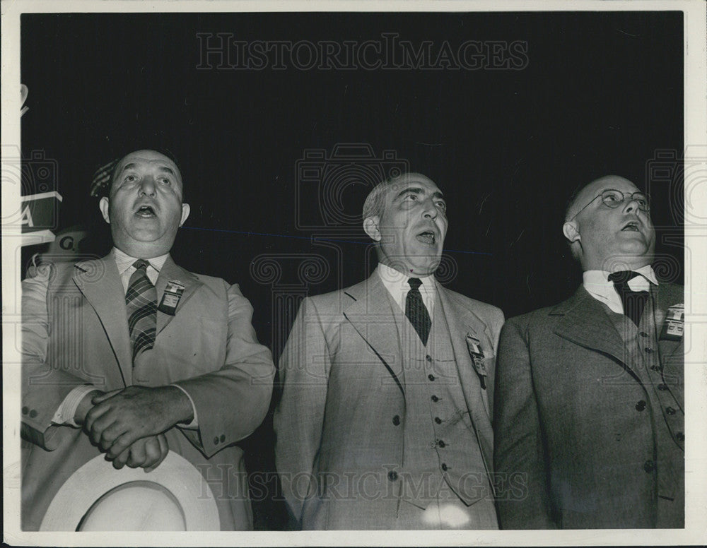 1940 Press Photo Members of the Michigan delegation singing &quot;America&quot; - Historic Images