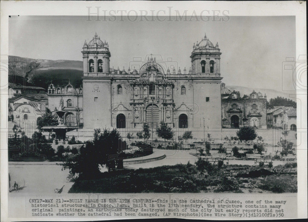 1950 Press Photo Cathedral of Cuzco in Peru - Historic Images