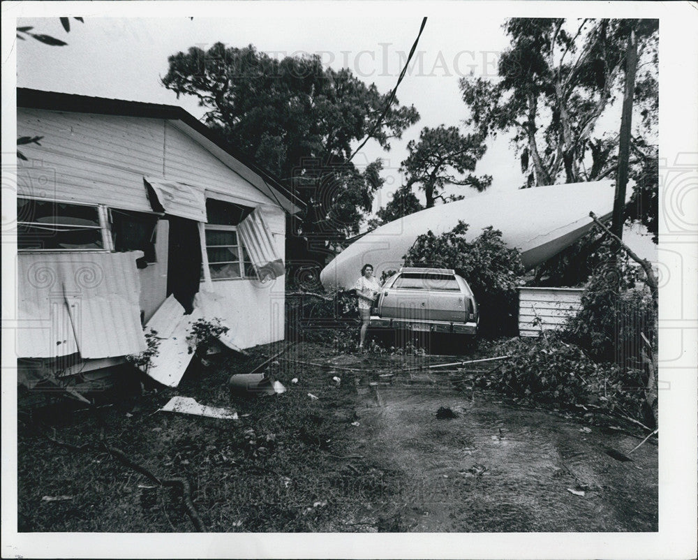 1979 Press Photo Coat On Car And Tree After St Petersburg Storm - Historic Images