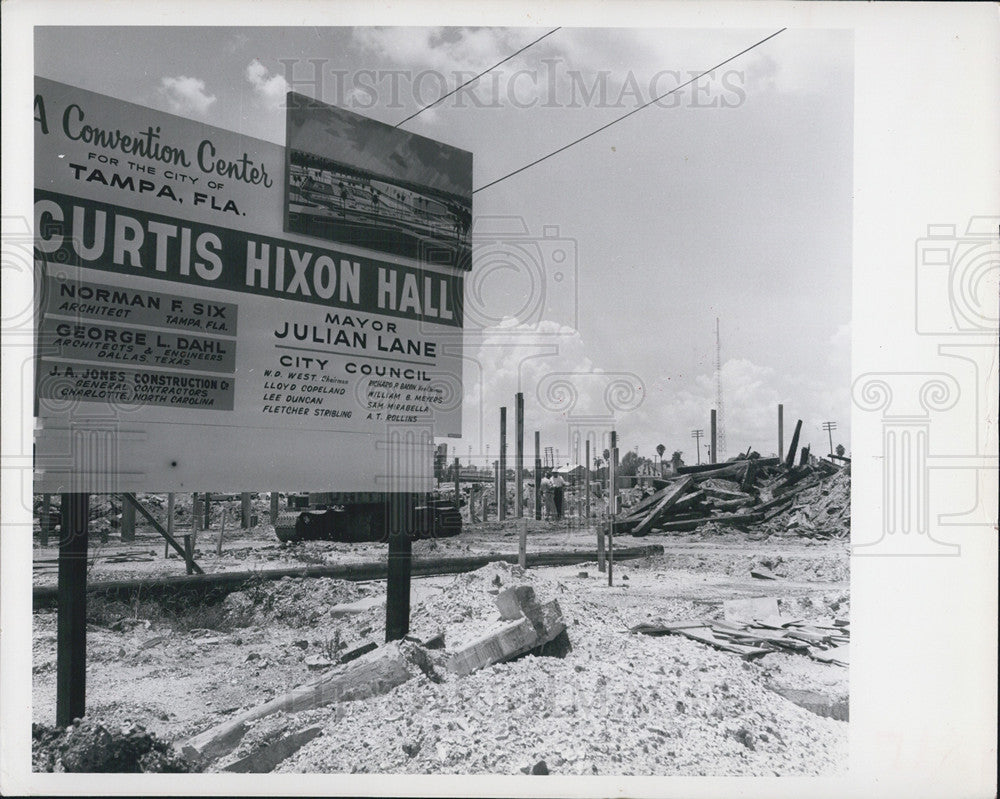 1963 Press Photo construction at Curtis Hixon Convention center Hall on downtown - Historic Images