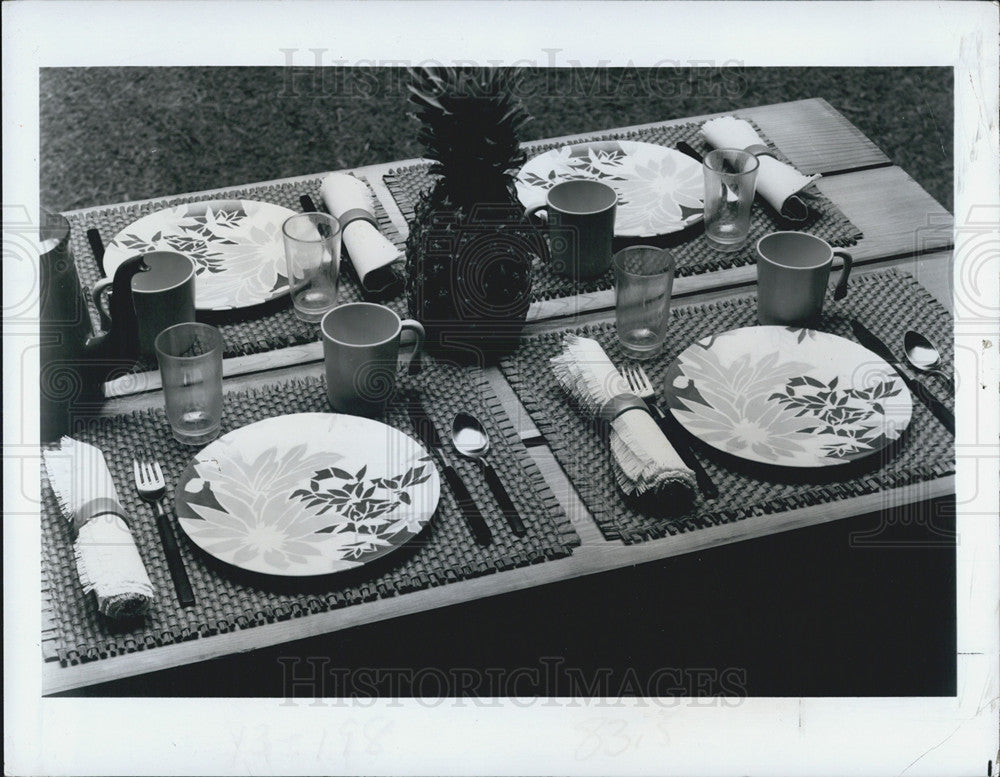 1978 Press Photo Dinnerware Jungle Flower Prolon Vistron Corporation Pineapple - Historic Images