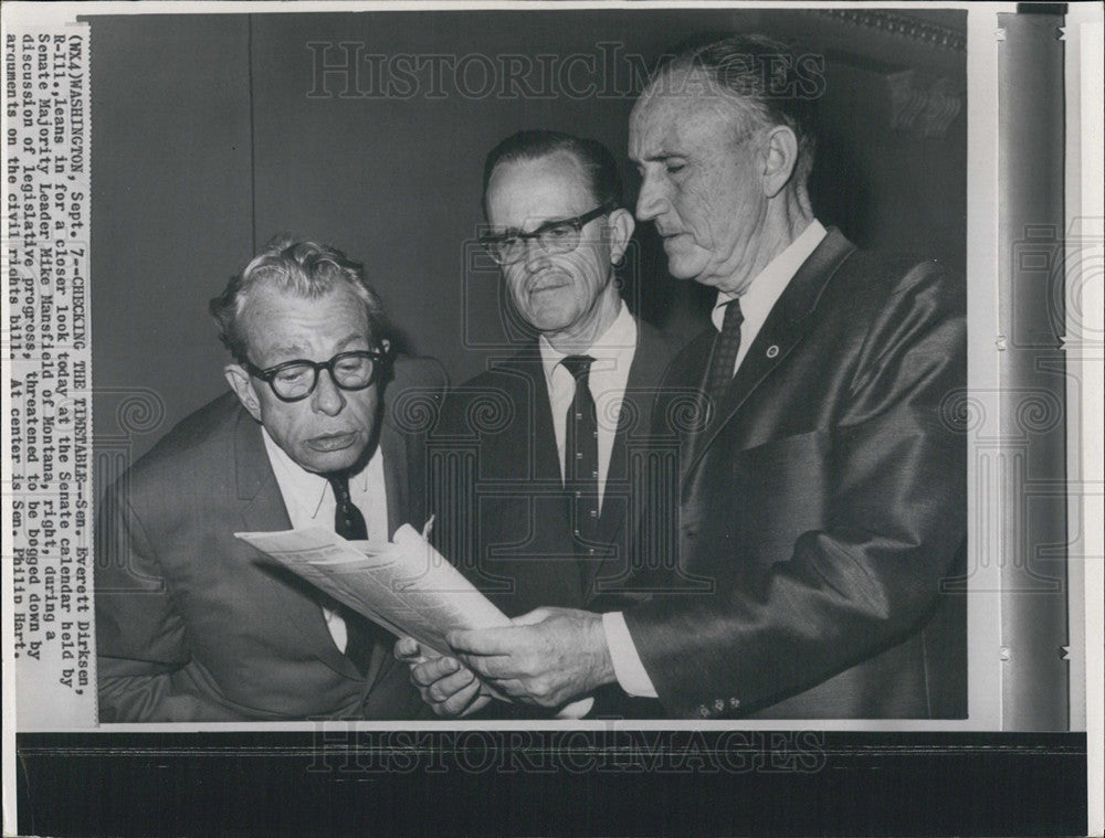 Press Photo Civil Rights Senator Everett Dirksen Mike Mansfield Bill Philip Hart - Historic Images