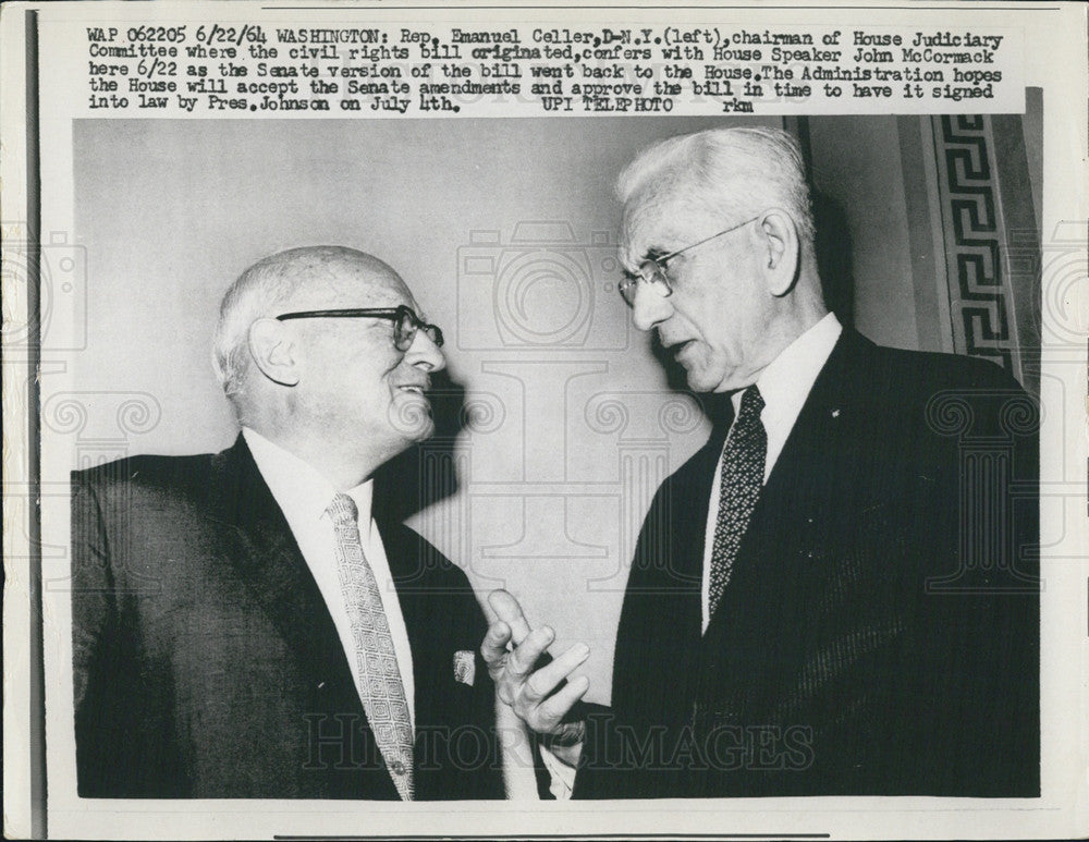 1964 Press Photo Emanuel Caller With John McCormack - Historic Images