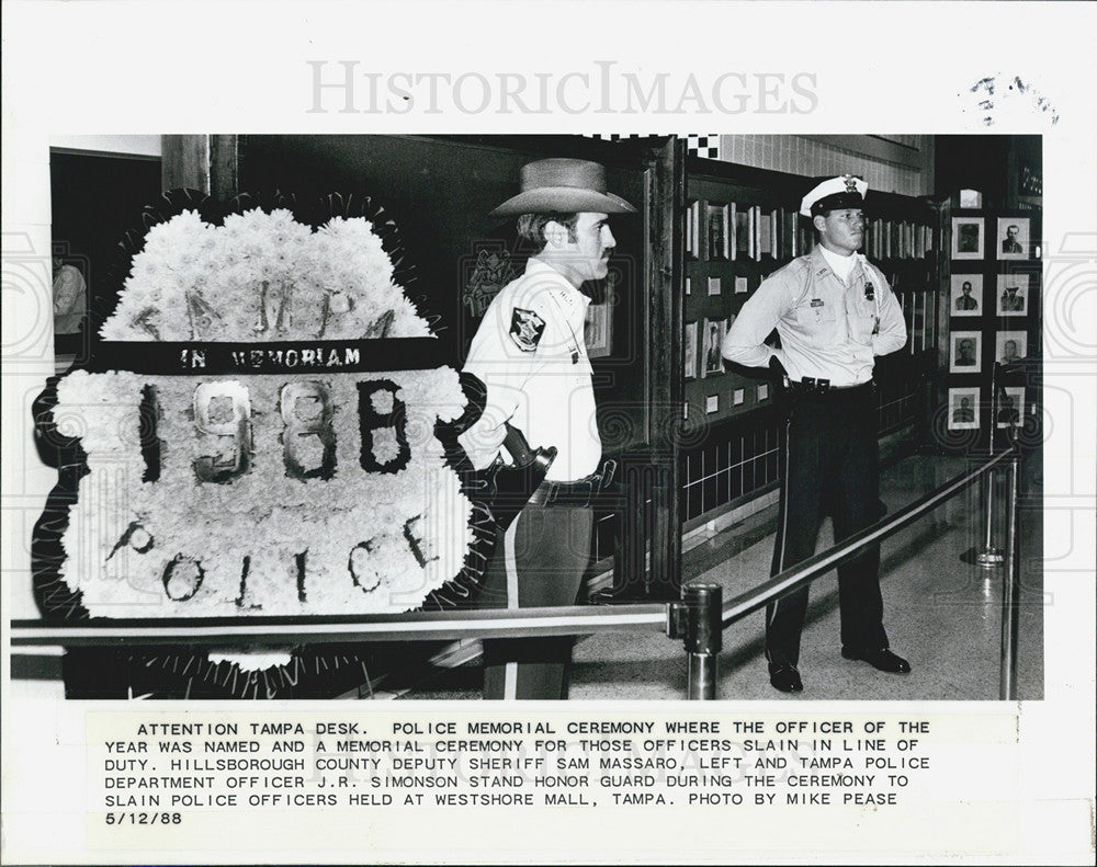 1988 Press Photo Policce Memorial Ceremony for Officer Simonsen of Tampa - Historic Images