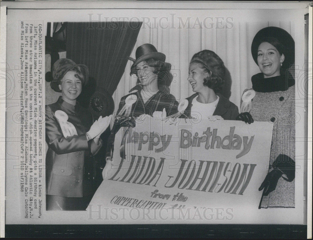 1968 Press Photo Linda Johnson Miss Arizona America Pageant Birthday Card - Historic Images