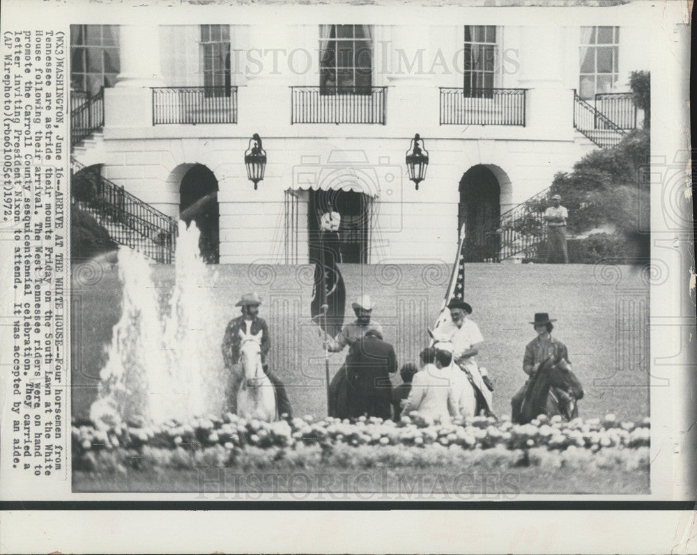 1972 Press Photo Four horsemen from Tennessee on south lawn at the White House - Historic Images