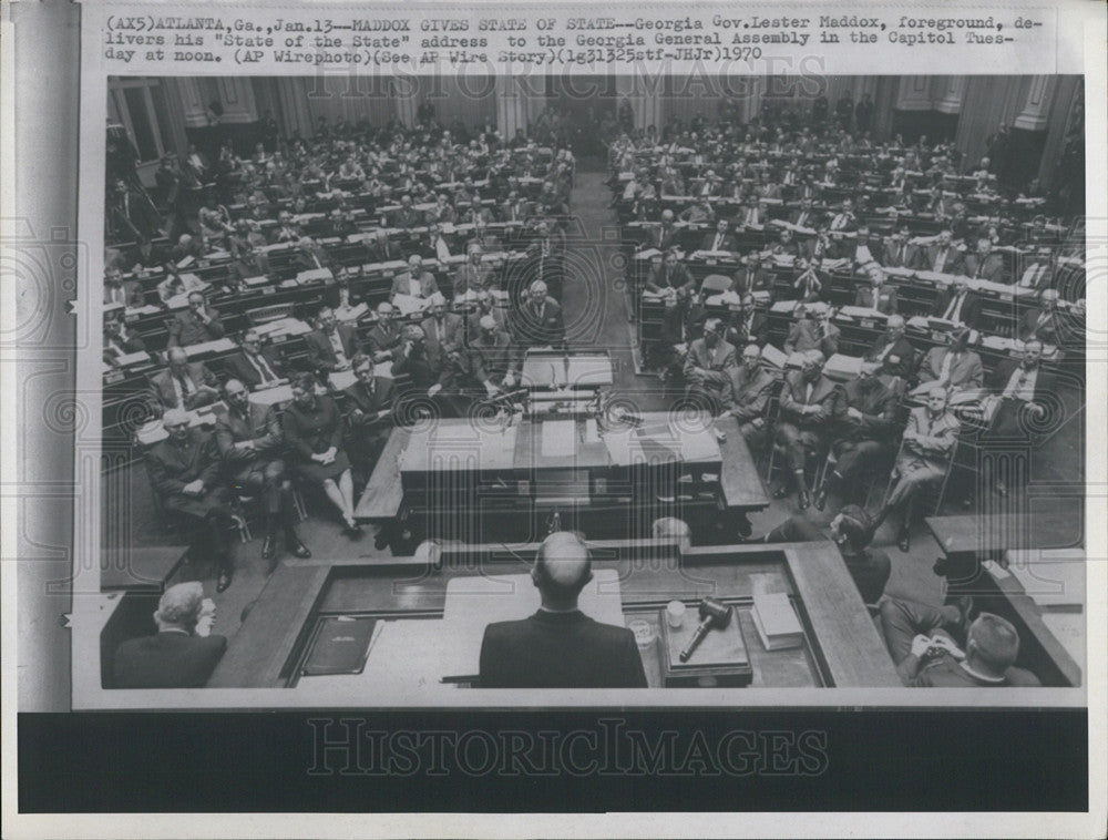 1970 Press Photo Georgia Gov. L. Maddox delivers &quot;State of the State&quot; address - Historic Images