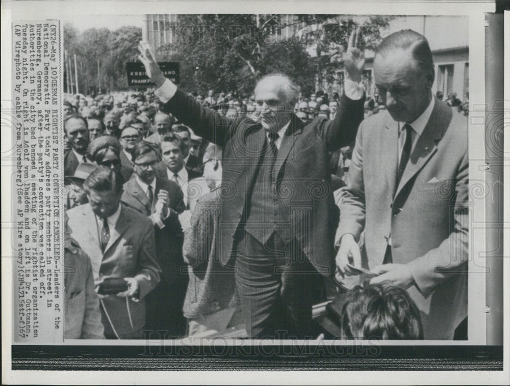 1967 Press Photo National Democratic Party/Germany/Adolf Von Ihadden/Dr Guttmann - Historic Images