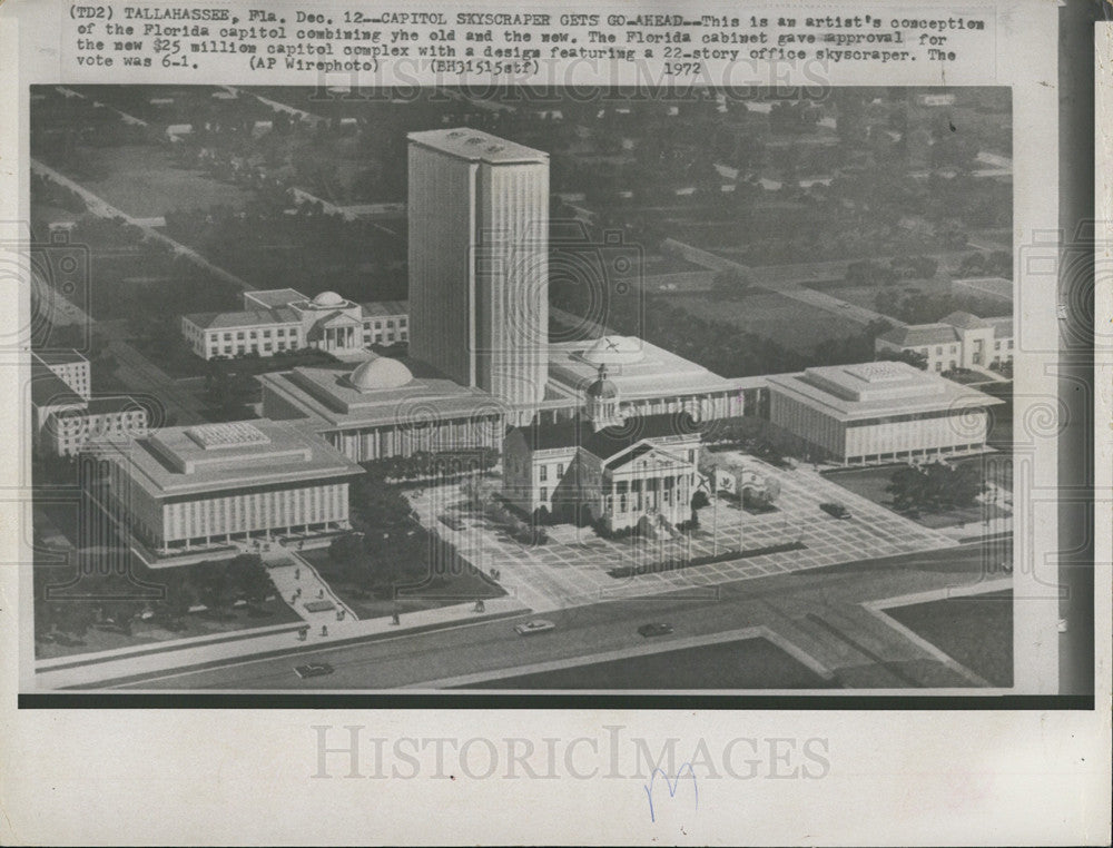 1972 Press Photo Artist Conception Of Florida Capitol Building New Skyscraper - Historic Images