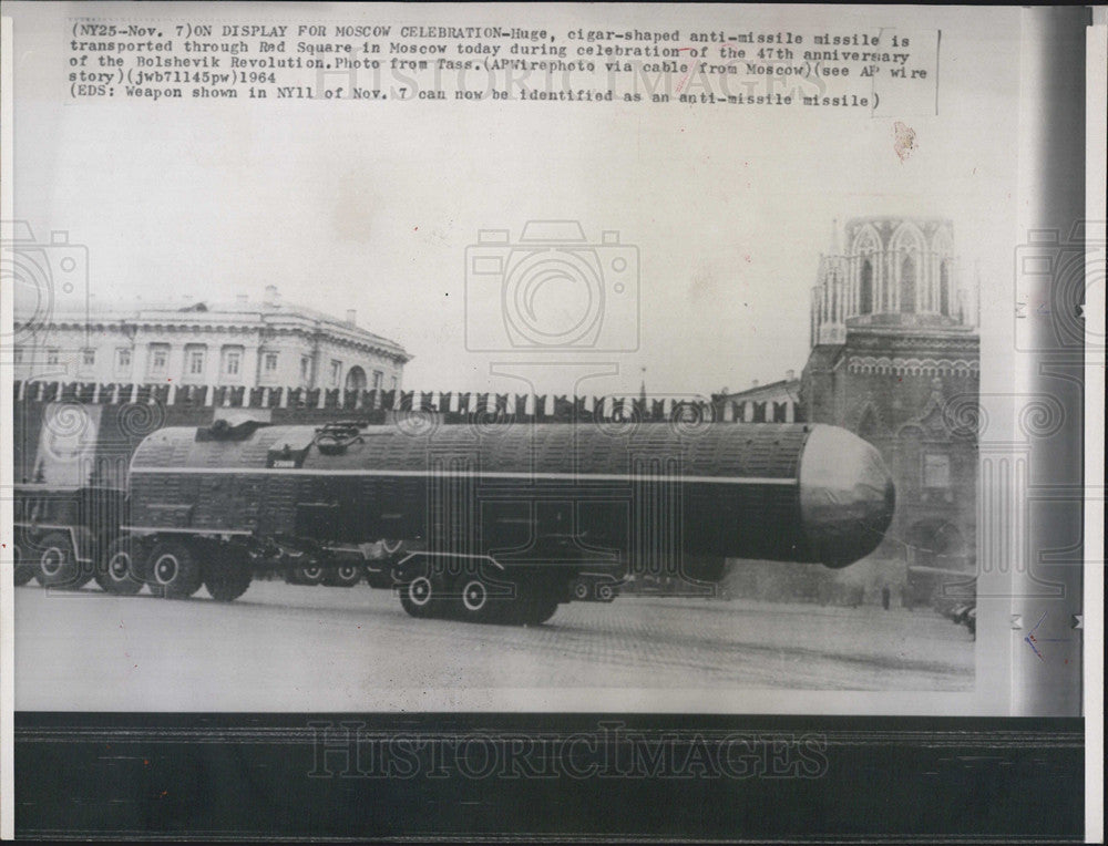 1964 Press Photo Cigar-Shaped Anti-Missile Missile - Historic Images