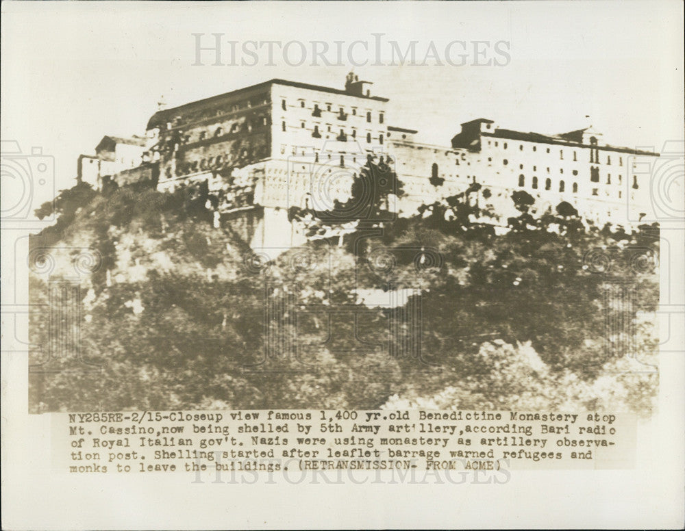 Press Photo 1400 year old Benedictine Monastery atop Mt. Casino - Historic Images