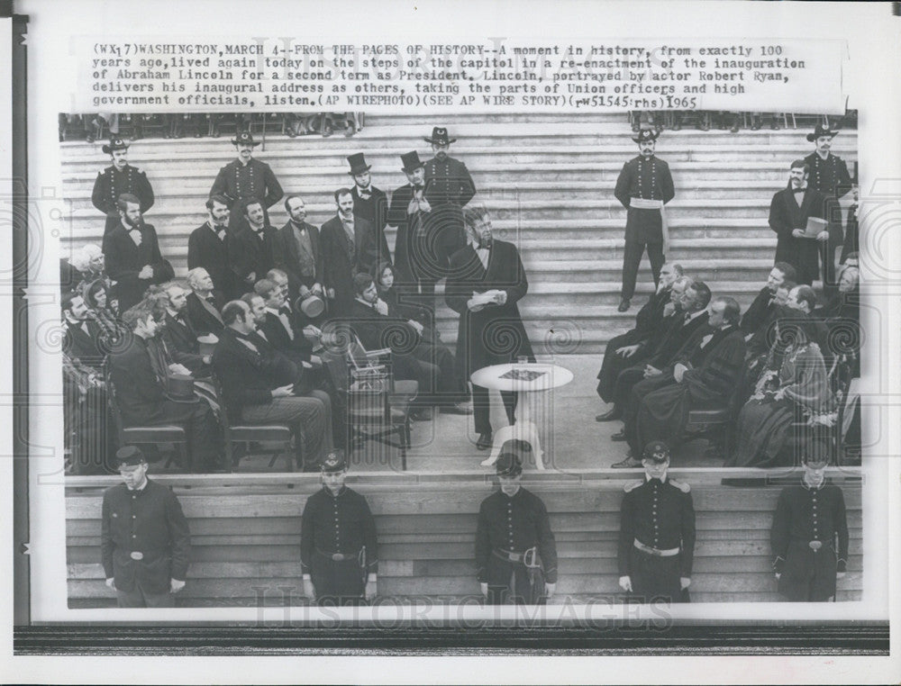 1965 Press Photo Re-enactment of the inauguration of Abraham Lincon . - Historic Images