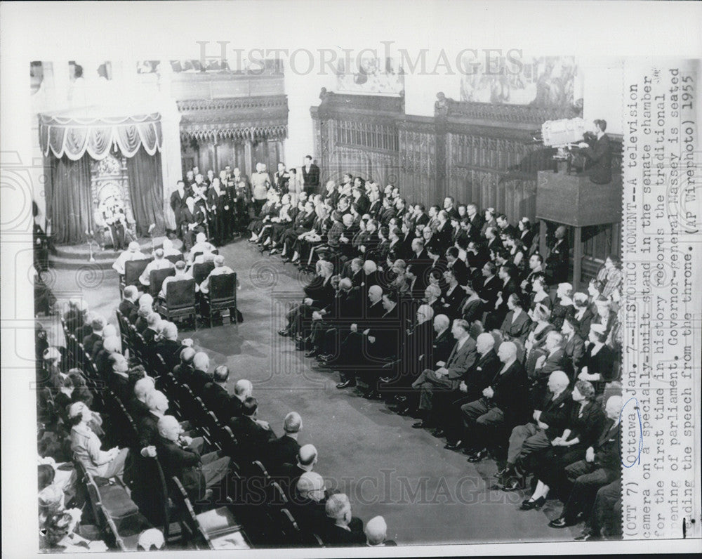 1955 Press Photo Gov.-Gen. Massey at the Traditional opening of parliament - Historic Images