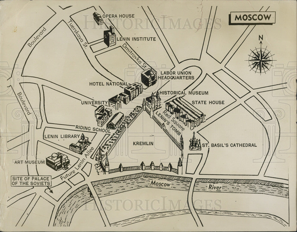 Press Photo Map of Moscow - Historic Images