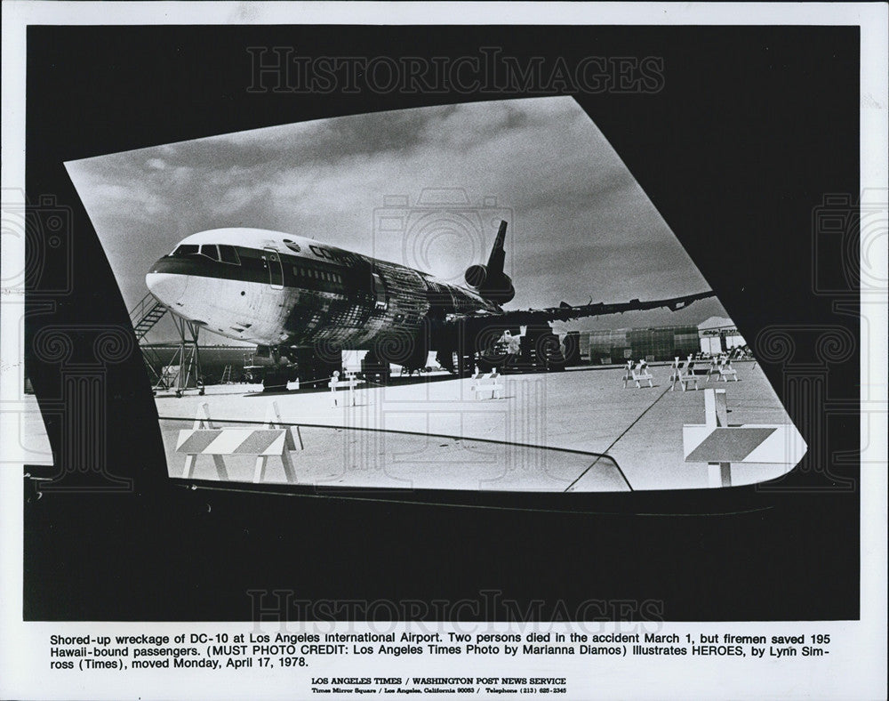 1978 Press Photo DC-10 wreckage at Los Angeles Airport - Historic Images