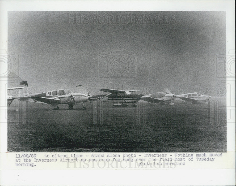 1989 Press Photo Scene from the Inverness Airport covered in mist - Historic Images