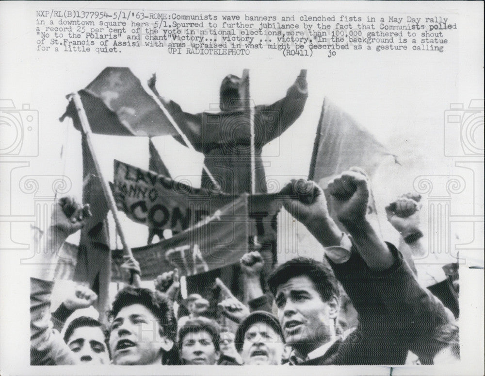 1963 Press Photo May Day Rally downtown square in Rome - Historic Images