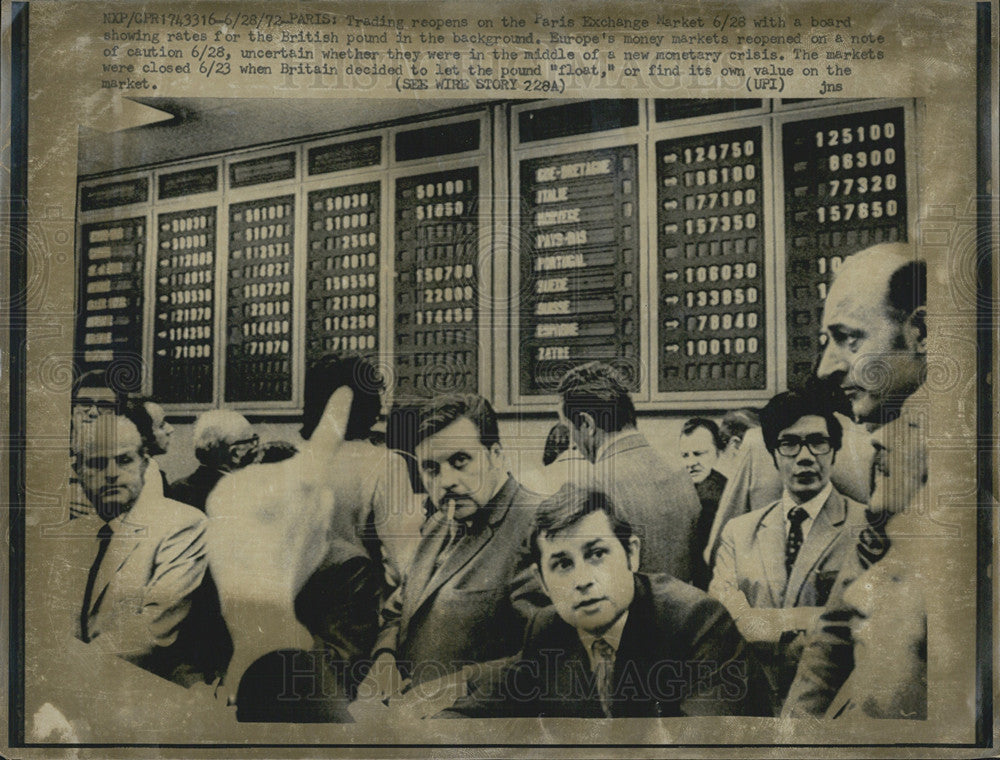 1972 Press Photo Trading reopens Paris Exchange market - Historic Images