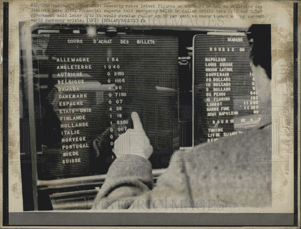 1973 Press Photo Paris exchange market Boulevard des Italians - Historic Images