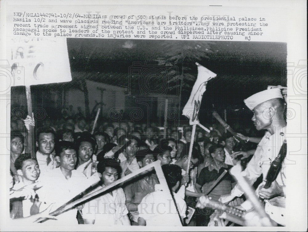 1964 Press Photo Riots &amp; Demonstratons in Manilla - Historic Images