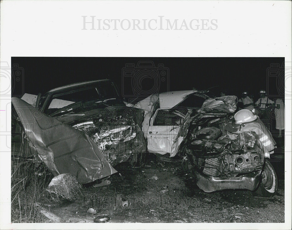 1985 Press Photo El Camino crashed head on w/ a Dodge pickup on State Route 50 - Historic Images