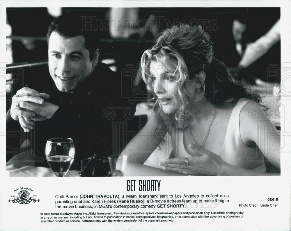 1995 Press Photo John Travolta &amp; Rene Russo star in &quot;Get Shorty&quot; - Historic Images