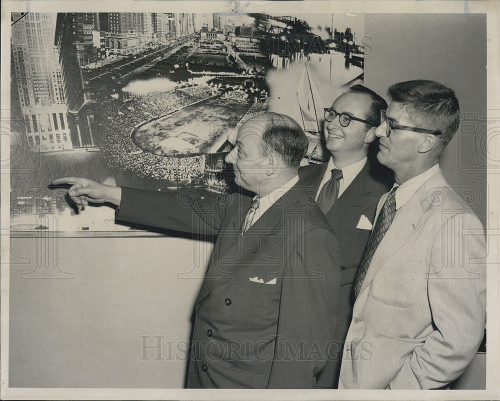 1950 Press Photo S Anoff w/ Lee Schooler & Keith Wheeler at the WJJD - Historic Images