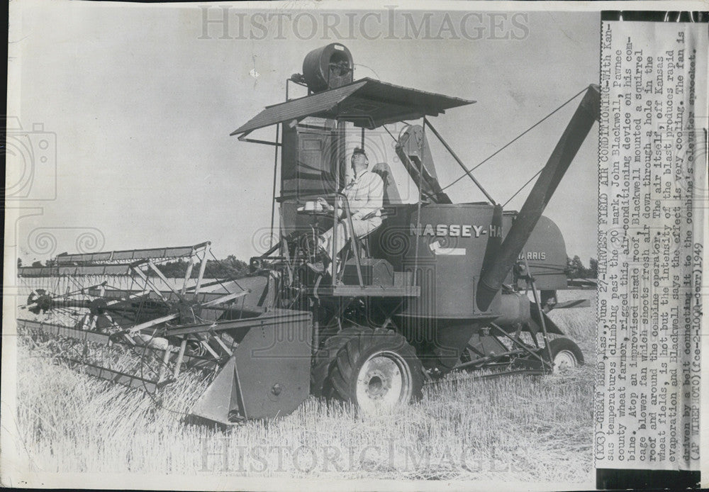 1949 Press Photo John Blackwell, Pawnee County, Combine, Kansas - Historic Images