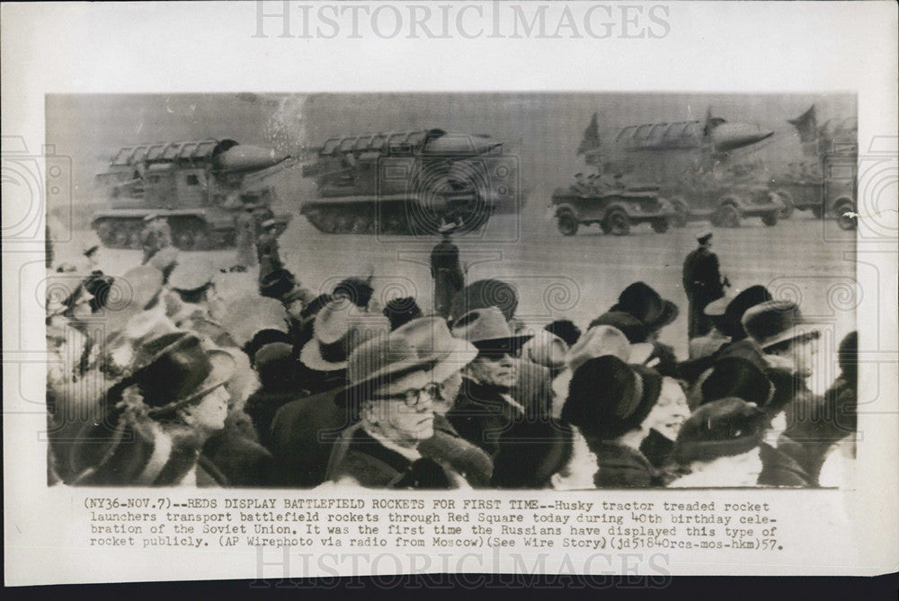 1957 Press Photo battlefield rockets Russia - Historic Images