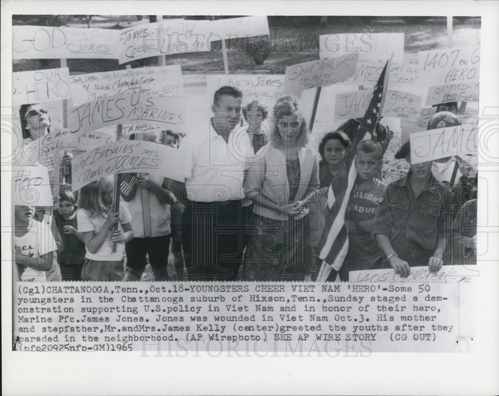 1965 Press Photo Hixson, TN, Pro-Vietnam Rally, Marine Pfc James Jones - Historic Images