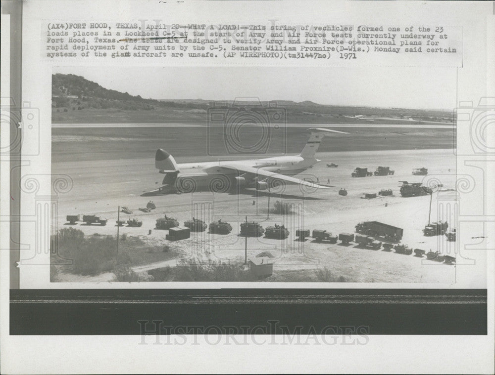 1971 Press Photo Lockheed C-5, Fort Hood, Texas - Historic Images