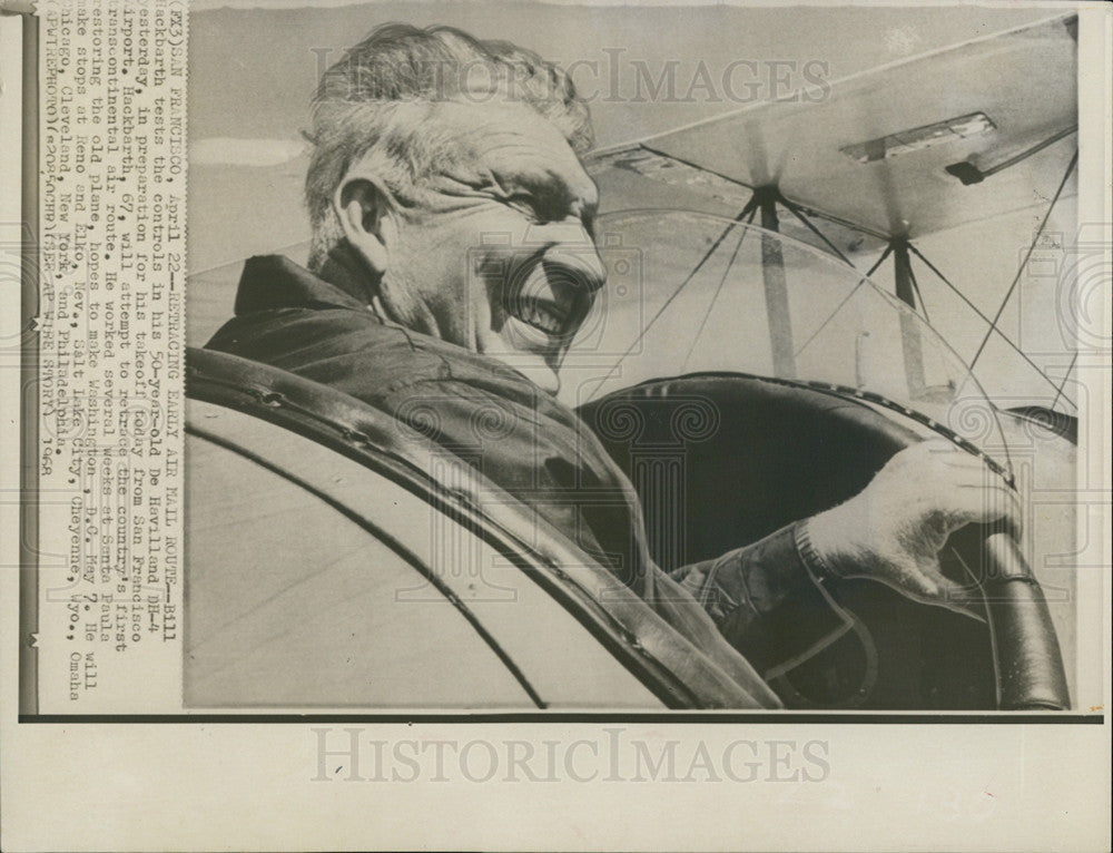 1968 Press Photo Air Mail Bill Hackbarth De Havilland DH-4 - Historic Images